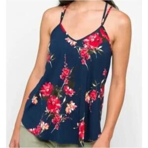 NWT Papermoon Strappy Sleeveless Top, Blue Floral, Size‎ 2X / XXL